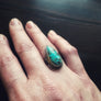 OOAK Oxidized Sterling Silver & Turquoise Teardrop Ring Ring K Kay Designs