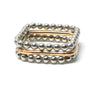 Sterling Silver Stackable Beaded Square Ring - K Kay Designs