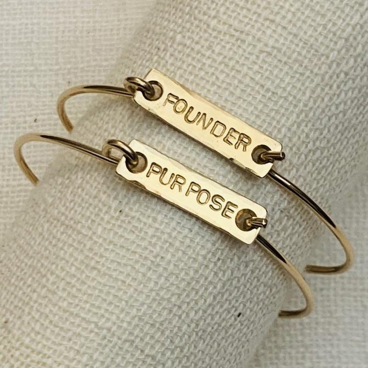 "FOUNDER" | "PURPOSE" Bronze Stamped Cuff Bracelet for My Founder Story - K Kay Designs