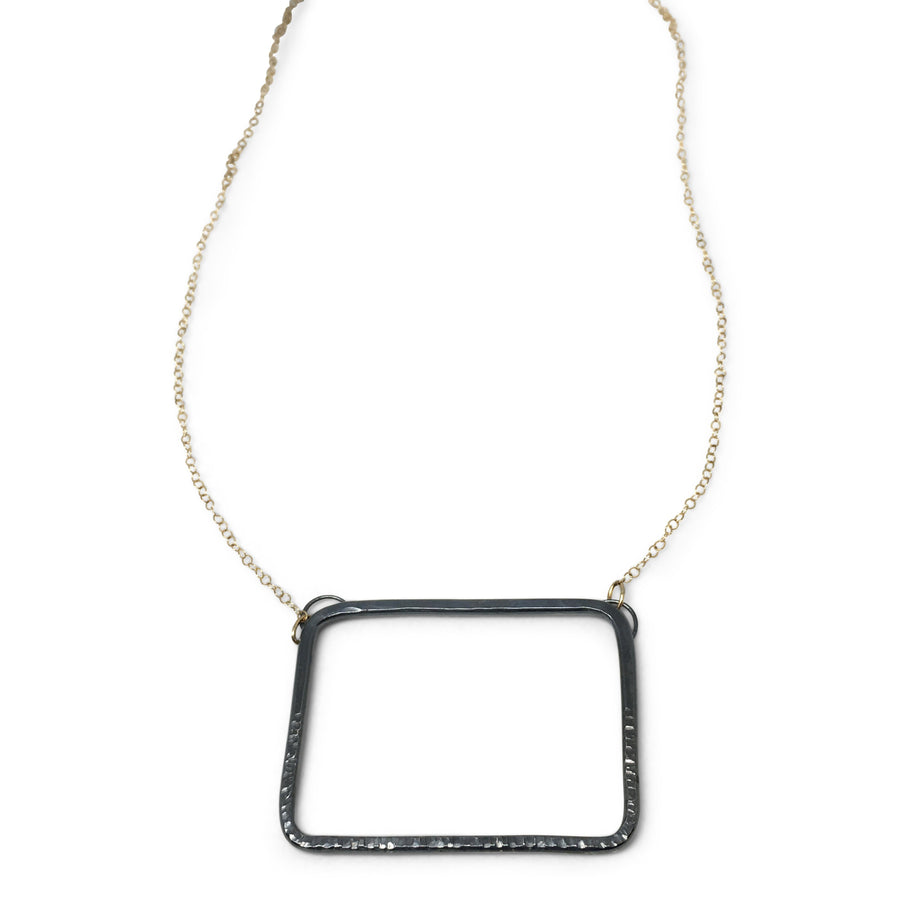 Oxidized Sterling Silver & 14K Gold-Filled Rectangle Statement Necklace - K Kay Designs