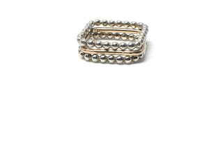 Oxidized Sterling Silver Stackable Beaded Square Ring - K Kay Designs