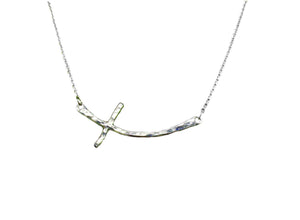 Sterling Silver Sideways Cross Necklace - K Kay Designs