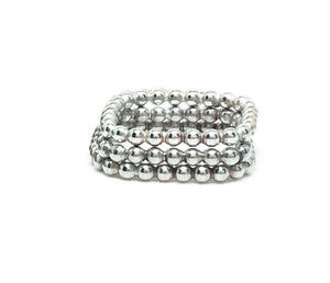 Sterling Silver Stackable Beaded Square Ring - K Kay Designs