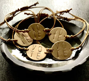 "VOTE" Stamped Bronze  Bracelet - K Kay Designs