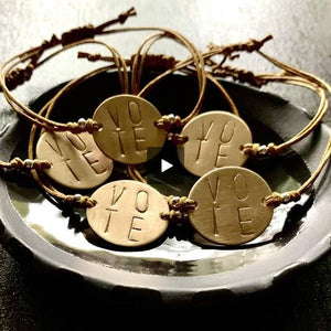 "VOTE" Stamped Bronze  Bracelet - K Kay Designs